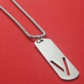 Titanium steel necklace featuring a hollow V-letter pendant in a matte silver finish - Letter V