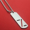 Titanium steel rectangle pendant necklace with hollow geometric design in silver finish - Letter Z