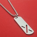 Titanium steel dog tag necklace with geometric hollow pattern on a red background - Letter X