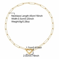 Golden paperclip chain necklace with heart carabiner pendant 45cm 18inch length - Paperclip Chain With Heart Lock Style (N06057G)