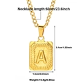 Vierkante hanger ketting van 18k verguld roestvrij staal met reliëfletter A design - Letter A / Gouden Rechthoekige Letterhanger (Zonder Ketting) (N03619G)