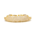 Detail shot of gold hip hop grillz with eight teeth micro-pasted shiny white zircons - Gold Tone (Lower Grillz)