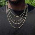 Golden 3mm stainless steel Figaro chain necklaces in four lengths for layered styling - Gold NK Chain (N03711G-45)