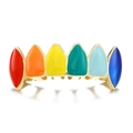 Grillz hiphop a sei denti dorati con intarsio in smalto arcobaleno per uno stile di strada - Oro (Sotto)
