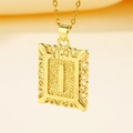 Collier en acier inoxydable doré avec pendentif rectangulaire et lettre I gravée - Lettre I (Pendentif uniquement (sans chaîne))