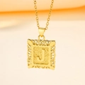 Collier avec pendentif lettre J dorée et cadre vintage ajouré pour homme et femme - Lettre J (Pendentif uniquement (sans chaîne))