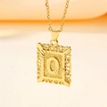 Collier à pendentif doré avec lettre O en relief et bords évidés de style vintage - Lettre O (Pendentif uniquement (sans chaîne))