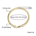 Detail view of 6mm flat gold-plated stainless steel chain with lobster clasp for necklaces - Gold