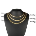 Detailed comparison of 5mm, 6mm, and 7mm gold stainless steel Cuban link chain necklaces - Gold
