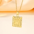 Collier doré rectangulaire avec pendentif lettre W et bordures ajourées élégantes - Lettre W (Pendentif uniquement (sans chaîne))