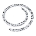 Silver iced-out Cuban link chain necklace with sparkling crystals in a spiral display - Silver (45)