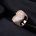 Hip hop heart ring in rose gold with iced out pavé diamonds and baguette cut stones - US 6 / Rose Gold