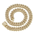 Vergoldete Panzerkette im Hip-Hop-Stil mit Zirkonia-Besatz und Kastenverschluss - Gold / 45cm