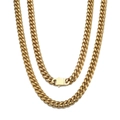 Collar de cadena cubana de acero inoxidable chapado en oro de 18k con cierre de resorte rectangular - 12mm x 60cm