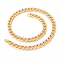 Iced out gold plated Cuban link necklace and bracelet set with sparkling zircons - Gold (45)