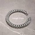 Bracelet gourmette cubaine classique pour homme en acier inoxydable de 21 cm avec fermoir - Couleur Acier Style 1 (B02032)