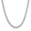 Silver iced-out Cuban link chain necklace with shiny rhinestones for street fashion - 11mm Width / 18 inch / Steel