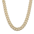 Collana a catena cubana dorata con pavé di cristalli scintillanti in stile hip hop - 19mm di Larghezza / 20 pollici / Oro