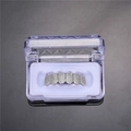 Silver plated hip hop grillz with shimmering white cubic zirconia in a storage box - Lower Grillz / Silver