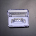 Hip hop zilveren grillz met steruitsparingen en diamant pavé in een transparante opbergdoos - Tand Grillz Boven (S00056S-1) / 18K goud / Zilver