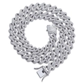 Eisgekühlte 14mm silberne Miami-Panzerkette mit funkelndem Zirkon-Pavé für Herren - 16 Zoll (40 cm) / Silber (N02779S)