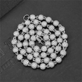 Ketting met 6mm kralen en fonkelende zirkonia stenen in een luxe hiphop ontwerp - Zilver / 40CM