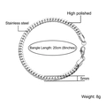 Silver stainless steel 5mm Cuban chain bracelet with 20cm length and lobster clasp - Plain Polished Bracelet (B02139S-1.2) / Steel