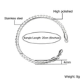 Polished 4mm stainless steel flat curb link bracelet with lobster clasp, 20cm length - Steel