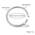 Silver stainless steel flat curb chain bracelet in 7mm width with lobster clasp - Steel