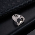 Luxurious wide-band heart ring with full cubic zirconia pavé set in polished silver - US 6 / Silver