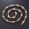 Vergoldete Hip-Hop-Stacheldraht-Halskette mit Zirkonia-Pavé für einen glänzenden Look - 18inch / Gold