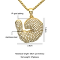 Detailansicht des vergoldeten Bizeps-Anhängers mit Zirkonia-Besatz und Größenangaben - Gold Muskel Arm Stil (N01857)
