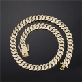 Collana da uomo hip hop a catena cubana dorata con doppia fila di strass luccicanti - 18 pollici / Oro