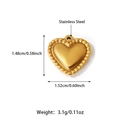 Detalle de dimensiones del colgante de corazón en acero inoxidable pulido oro de 18K - Colgante Corazón Dorado