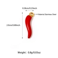 Detail of red chili pendant charm in stainless steel with 18k gold ring measurements - Gold Base Red Chili Style (25N06293G)