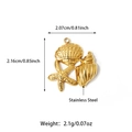 Macro detail of gold stainless steel shell pendant showing dimensions 2.16cm by 2.07cm - Scallop Starfish Conch Trio (25N06247G)