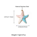 Macro view of 18K gold plated stainless steel starfish pendant with colorful enamel and pearls - 25n06281g