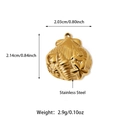Gold stainless steel shell pendant with starfish relief, 2.14cm size for DIY jewelry - Gold Shell Starfish Style (25N06242G)