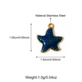 Macro shot of 18K gold-plated stainless steel starfish pendant with blue enamel and sizing - Deep Blue Grainy Enamel Starfish (25N06283G)