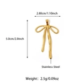Minimalist 18K gold plated stainless steel bow pendant with dimensions and weight specs - Gold Bow Style (25N06243G)