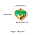 Macro detail of 18K gold plated heart pendant with green drip oil effect for DIY jewelry - 25n06288g-g