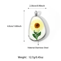 Afmetingen voor de hars hanger met echte madeliefjes bloem en zilveren frame - Waterdruppel Hanger 6 (Hanger Zonder Ketting)