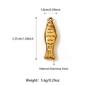 Detailed view of gold stainless steel fish pendant with dimensions 3.31cm and 1.0cm - Fish Style (25N06347G)