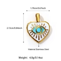 Detailed view of gold heart pendant with evil eye inlay and specific dimensions - Heart Evil Eye Style (25N06345G)