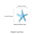 Dimensions détaillées du pendentif étoile de mer en acier inoxydable et émail bleu - Pendentif Étoile de Mer / Étoile de Mer Goutte d'Huile Bleu Rose