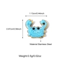Macro view of light blue enamel crab pendant with stainless steel edges and size measurements - Light Blue Crab Style (25N06493G-3)