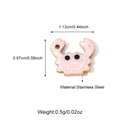 Macro view of light pink crab pendant in stainless steel with golden edges and beads - Light Pink Crab Style (25N06493G-1)