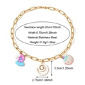 Collar de acero inoxidable dorado con dijes de estrella de mar, caracol y perlas para playa - Estilo Caracola Rosa Azul Concha Espiral (25N06516G) / Dorado