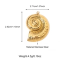 Goldener Nautilus-Anhänger aus Edelstahl mit Maßen und detaillierter Texturierung - Nautilus Spiralstil (25N06487G)