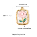 Détails du pendentif floral vintage avec dimensions et spécifications en acier inoxydable - Floral Rectangulaire Cour (25N06573G)